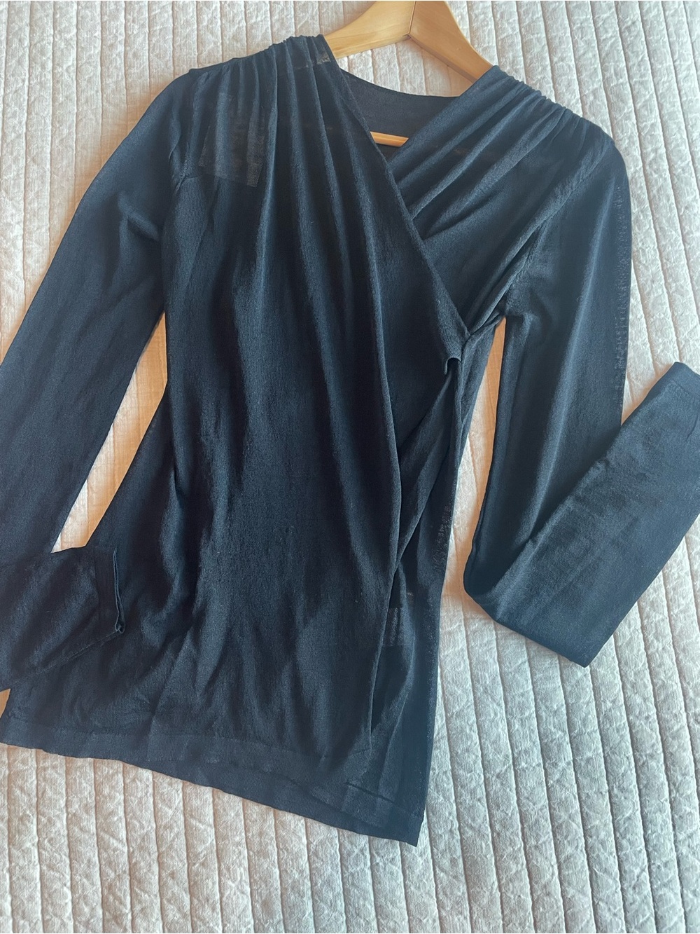 NWT Paloma Wool Black Coeba Sheer Wrap Top - Size Small